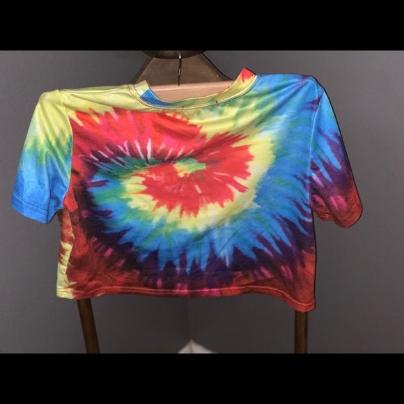 SHEIN rainbow tie-dye crop top- SML - Picture 4 of 7